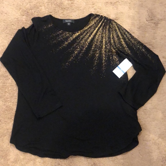 Karen Kane Womens XL New Long Sleeved Black and Gold Top. With tags. Never worn - Picture 4 of 6